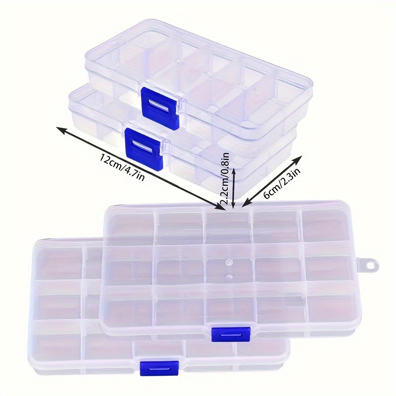 4pcs Bead Storage Boxes with 10 Fixed Grids, Craft Organizer